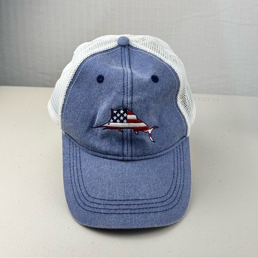 Tommy Bahama Men’s Trucker Hat Patriotic Flag Sword Fish Logo Margarita Recipe